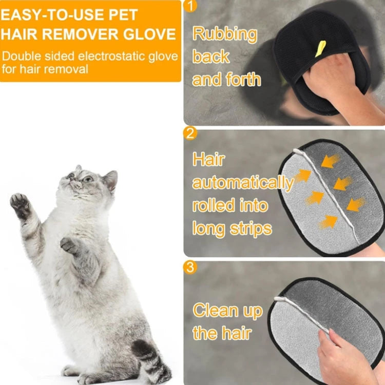 Pet Grooming Glove – Cat & Dog Hair Remover with Electrostatic Cleaning