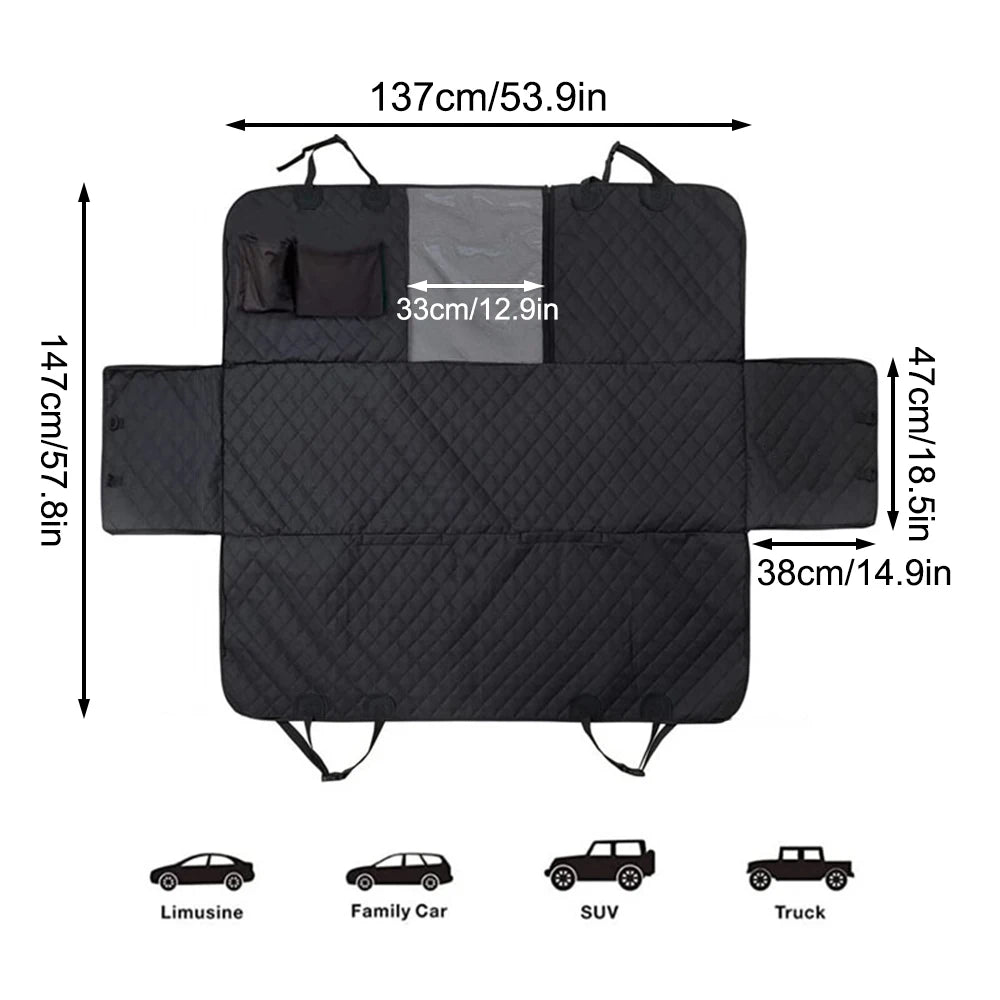 Dog Back Seat Cover with Mesh Window – Waterproof & Scratch-Proof Hammock
