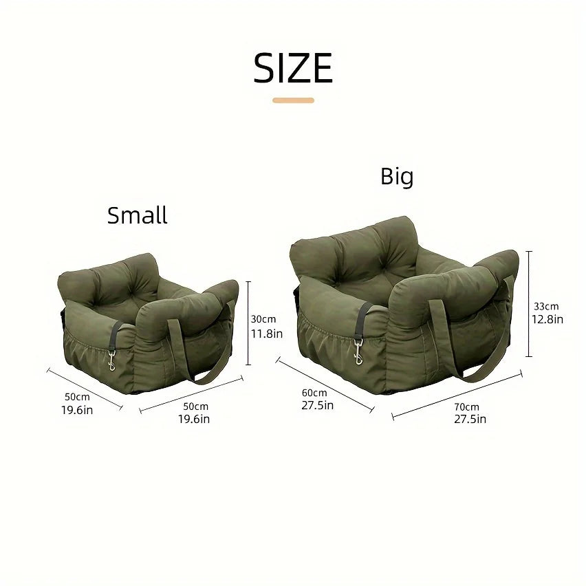 Dog Car Booster Seat with Safety Belt – Non-Slip & Washable