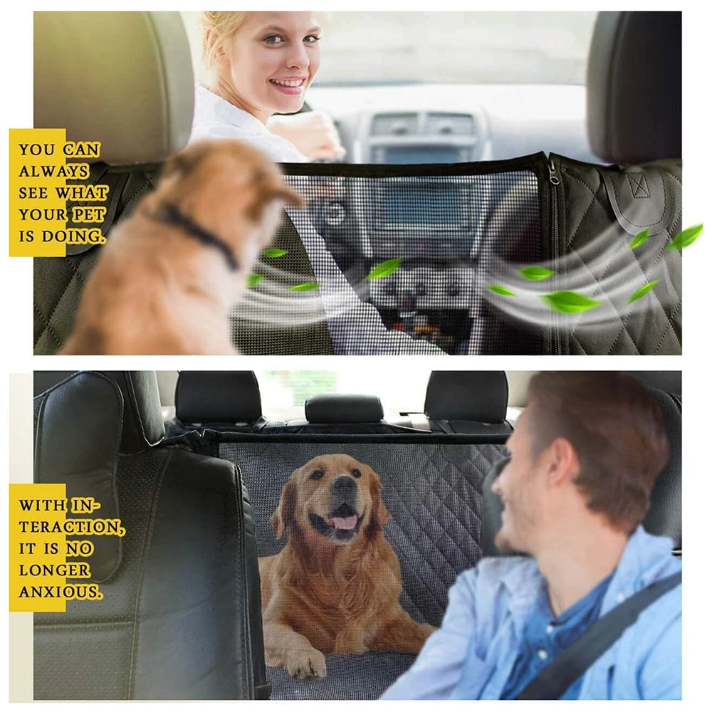 Dog Back Seat Cover with Mesh Window – Waterproof & Scratch-Proof Hammock