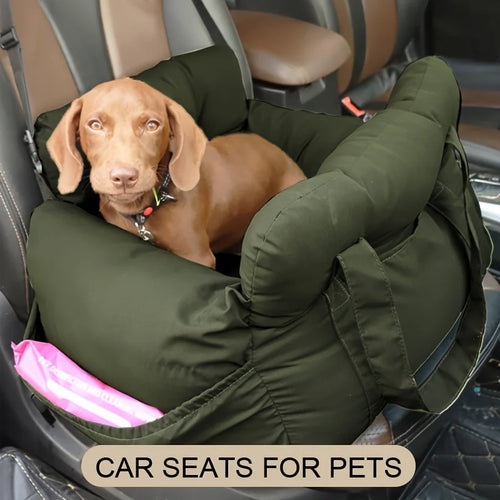 Dog Car Booster Seat with Safety Belt – Non-Slip & Washable