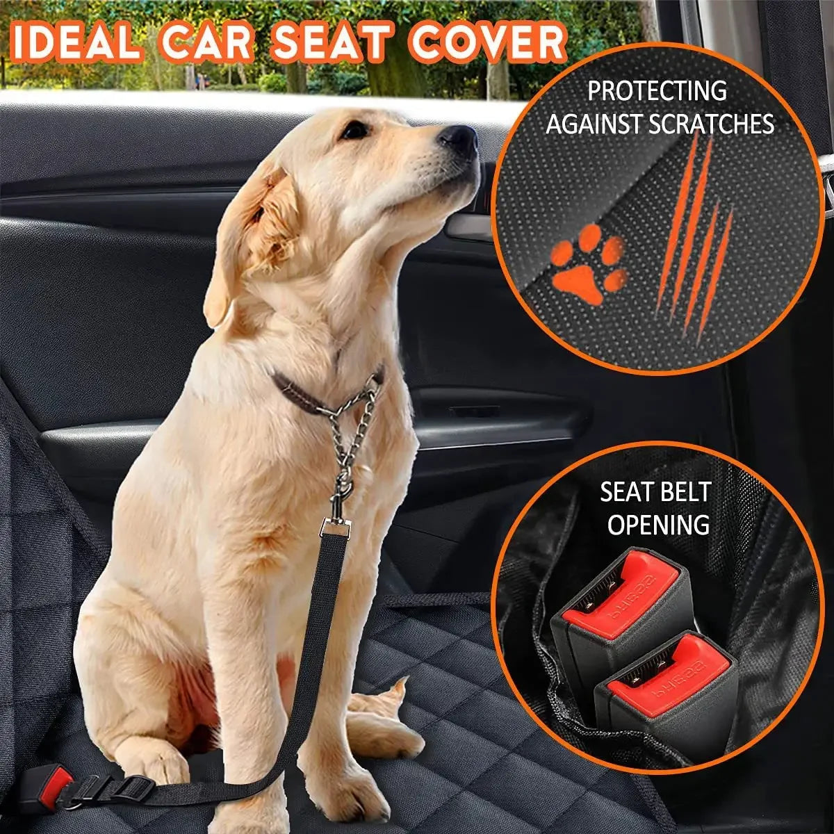 Waterproof Dog Car Rear Seat Cover – Hammock Style Pet Travel Mattress