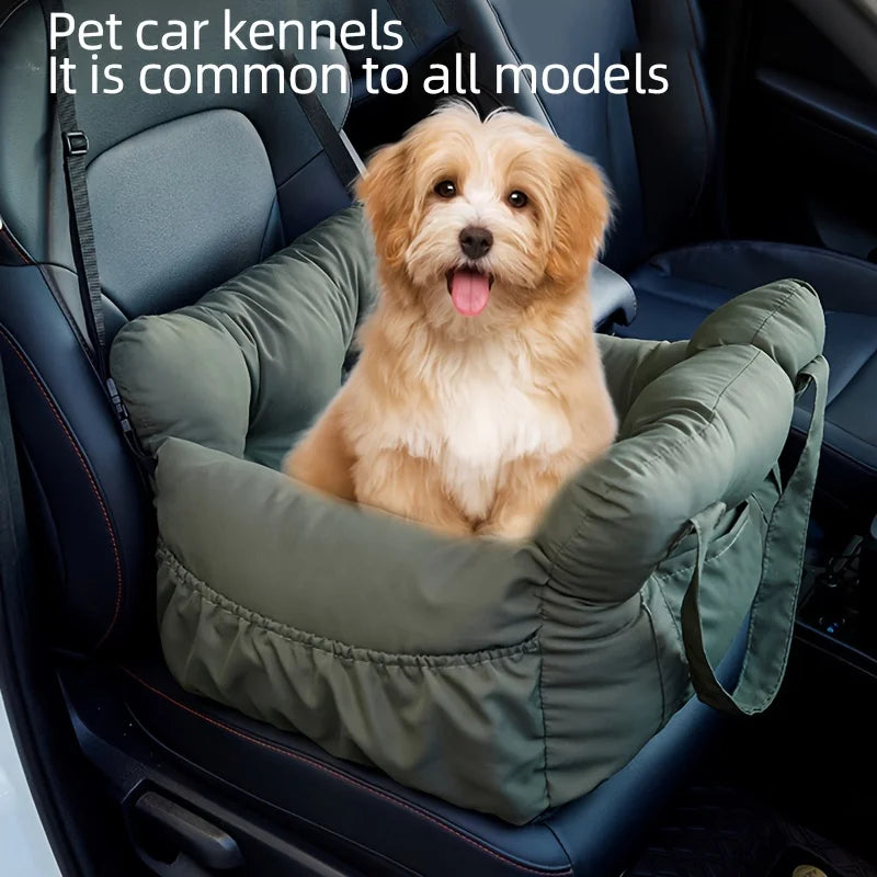 Dog Car Booster Seat with Safety Belt – Non-Slip & Washable