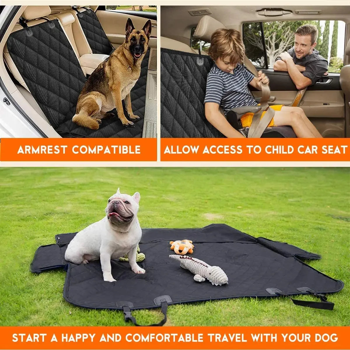 Waterproof Dog Car Rear Seat Cover – Hammock Style Pet Travel Mattress