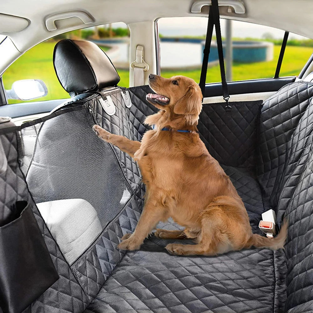 Dog Back Seat Cover with Mesh Window – Waterproof & Scratch-Proof Hammock