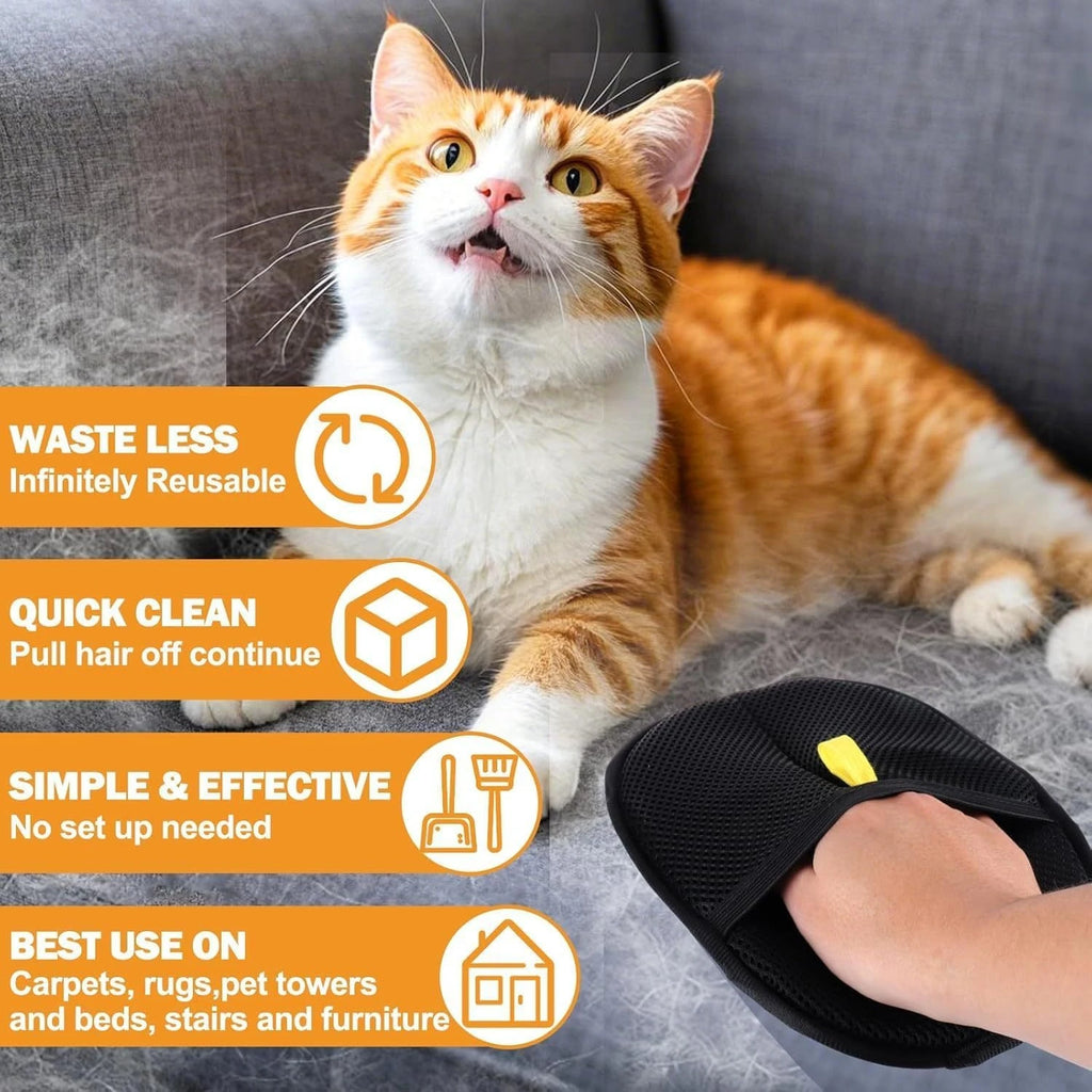 Pet Grooming Glove – Cat & Dog Hair Remover with Electrostatic Cleaning