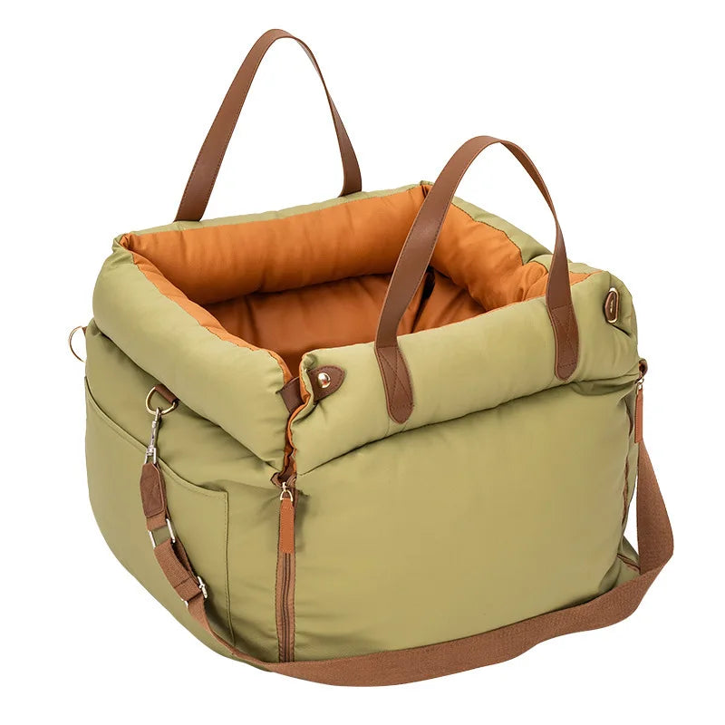 Dog Car Booster Seat with Safety Belt – Non-Slip & Washable